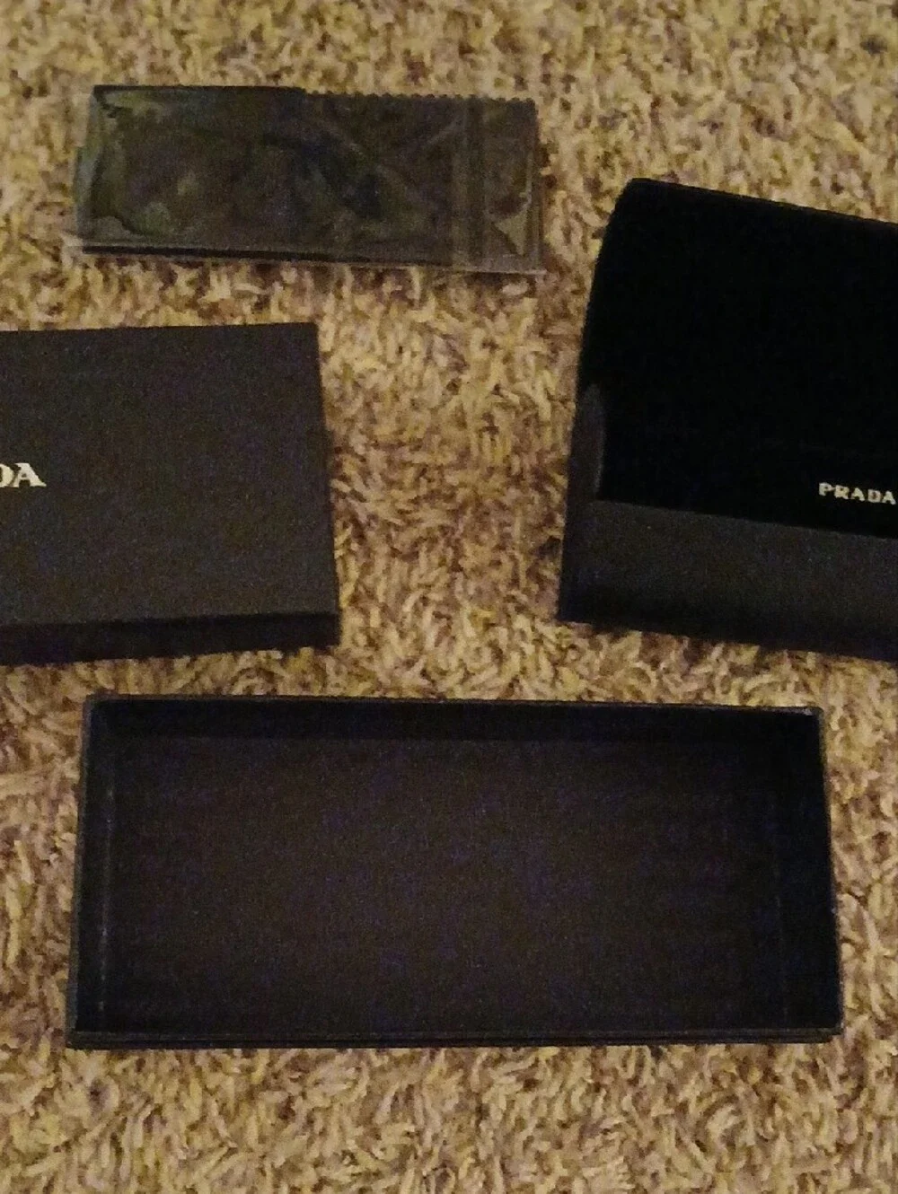 Prada Men's Black Sunglasses Box with Gold Logo ,Cleaning Cloth And Glass Case